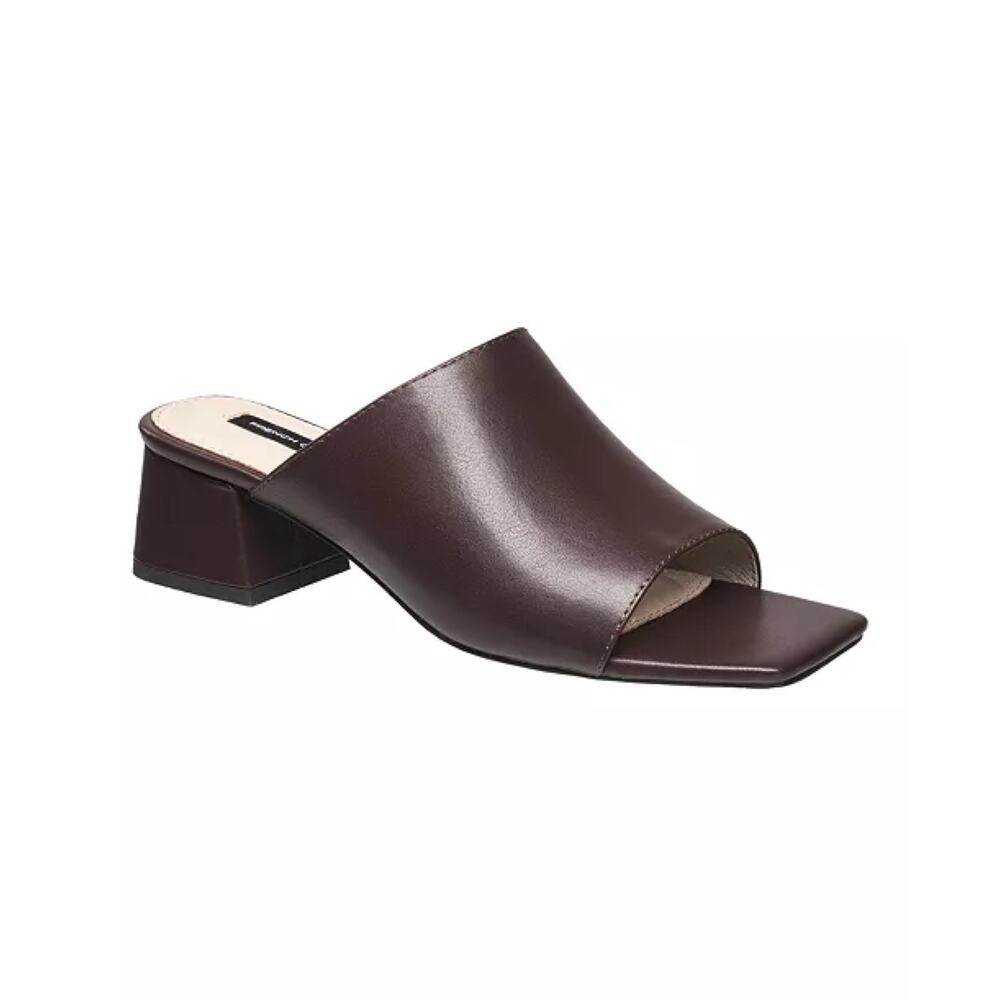 New French Connection Dinner Slip On Mule in Brown Vegan Leather Size 6